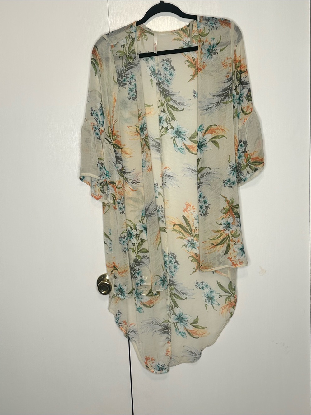 My Story Floral Sheer Kimono in Cream, Blue, Green, Orange